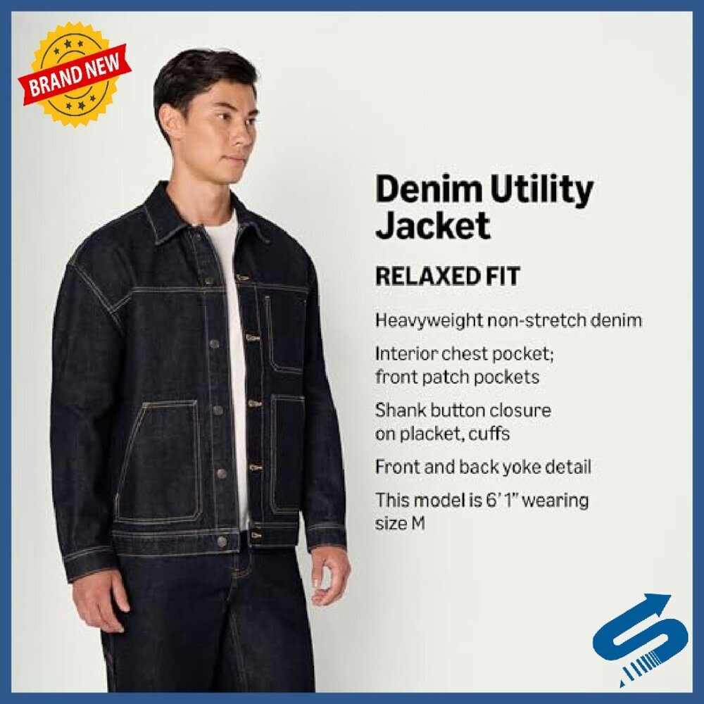 Men's Relaxed Fit Heavyweight Denim Utility Jacket - Picture 3 of 8